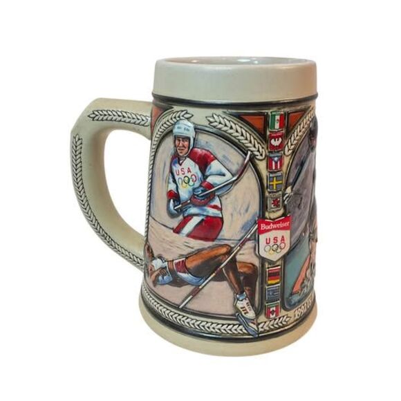 Budweiser 1992 US Olympic Team Ceramic Beer Tankard Stein 5.5” Mug USA - Picture 1 of 8